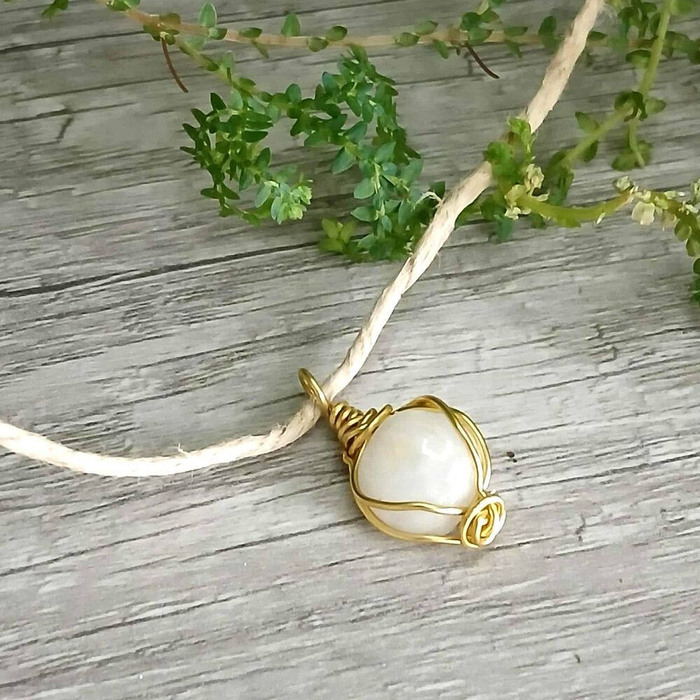 Dainty Moonstone Crystal Choker Necklace, Hemp Gemstone Jewelry 14"